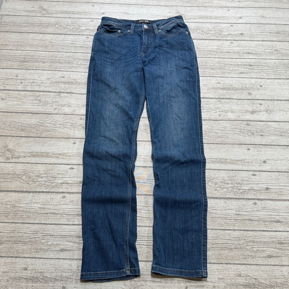 DU/ER Jeans Men's 28x30 Blue Denim Straight Leg Mid Rise Fit Stretch Medium Wash